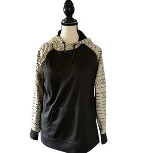 Burton Grey and Cream Patterned Hoodie Size Small Fall Winter